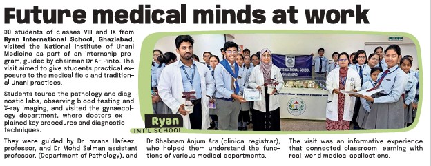 Ryanites explore medical practices at the National Institute of Unani Medicine